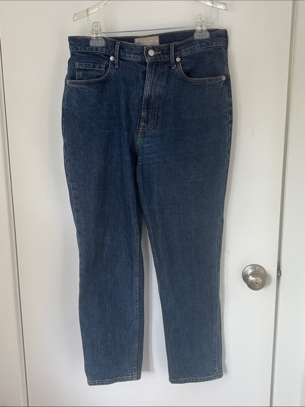 Everlane High-Rise Straight-Leg Jeans in Dark Blue